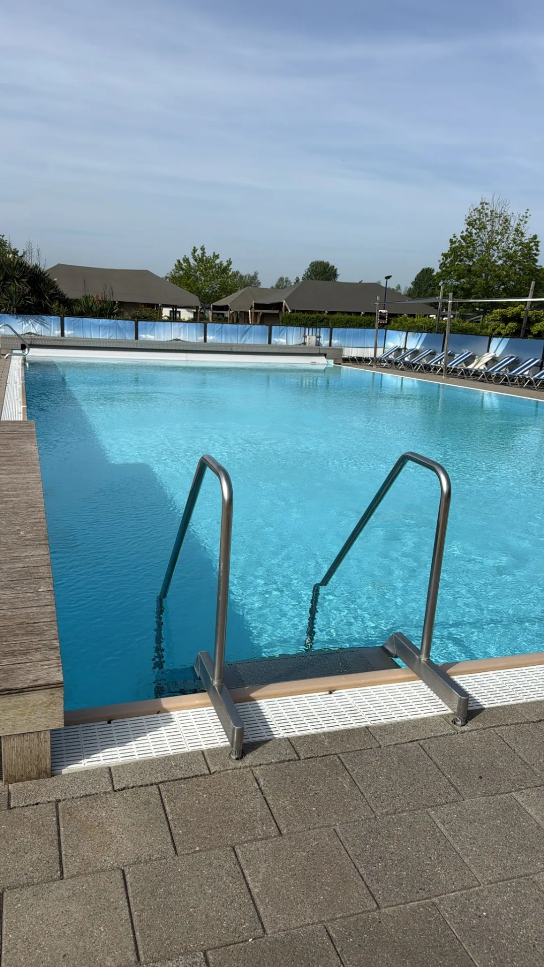 Pool stairs and new PVC coping on the Myrtha pool at De Molenhoek, Kamperland