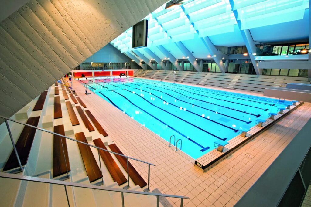 Renovated 50-metre sports pool in a 1960s hall, Kremlin-Bicêtre